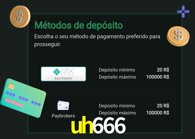 O cassino uh666 oferece uma grande variedade de métodos de pagamento